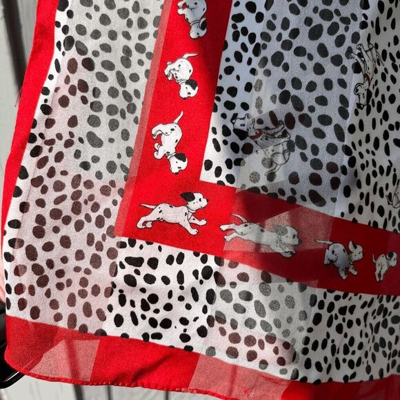 Vintage Disney 101 Dalmatians Puppy Scarf Red Border 23" x 23" Polka Dot Print - Picture 6 of 7